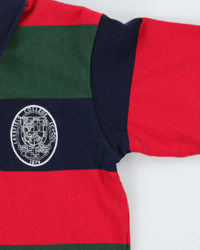 Vintage 1990s Barbarian Lakefield College Striped Heavyweight Long Sleeve Rugby Shirt - XS