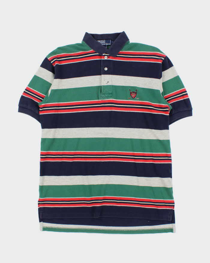 Vintage Early 1990s Polo Ralph Lauren Striped Polo Shirt - L
