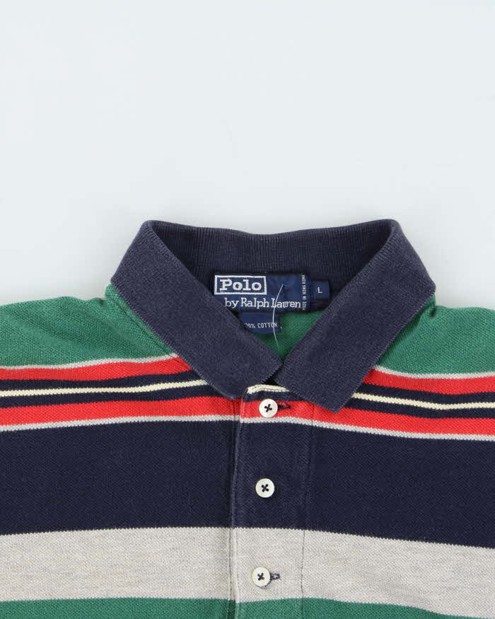 Vintage Early 1990s Polo Ralph Lauren Striped Polo Shirt - L