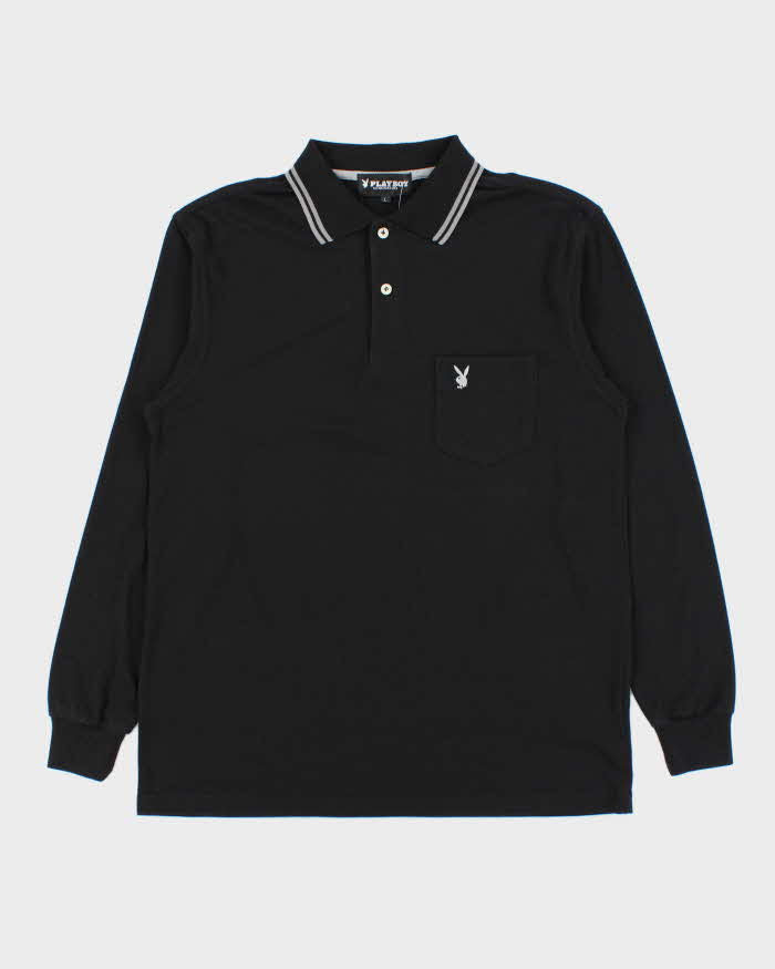 Vintage Y2K 00s Playboy Embroidered Pocket Long Sleeve Polo Shirt - L