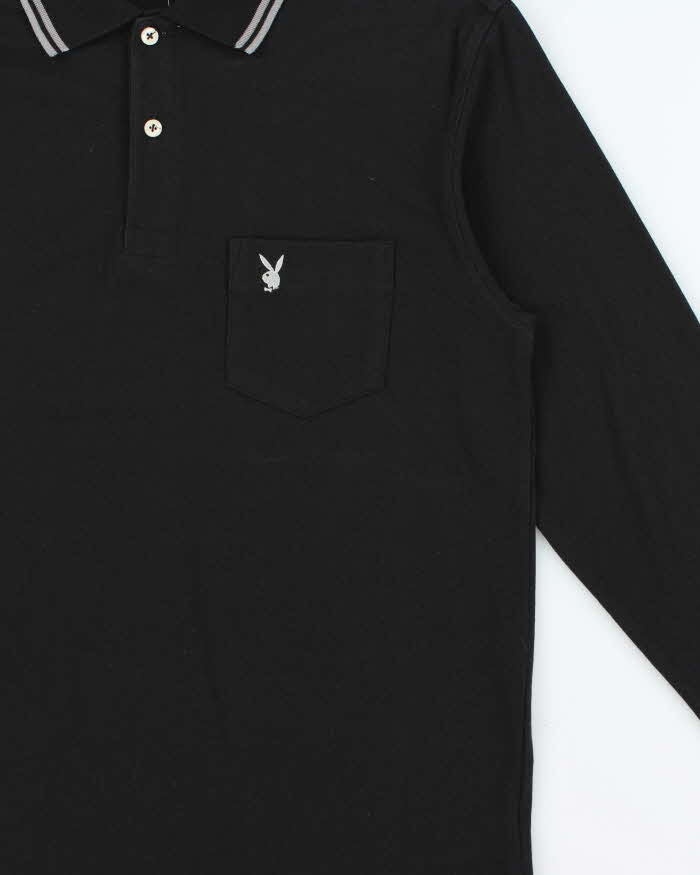 Vintage Y2K 00s Playboy Embroidered Pocket Long Sleeve Polo Shirt - L