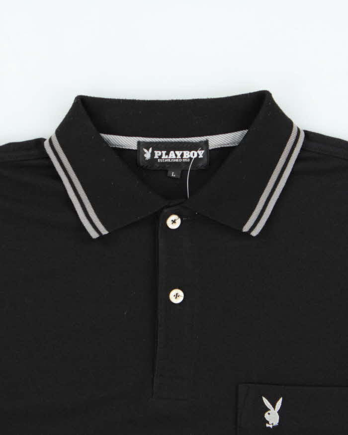 Vintage Y2K 00s Playboy Embroidered Pocket Long Sleeve Polo Shirt - L