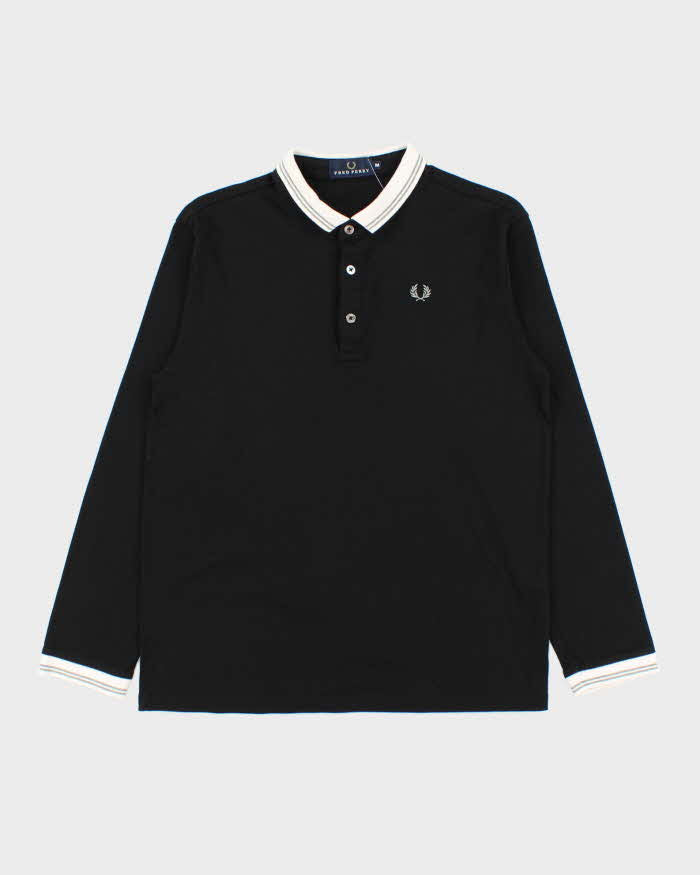Vintage Y2K 00s Fred Perry Metallic Embroidered Long Sleeve Polo Shirt - M