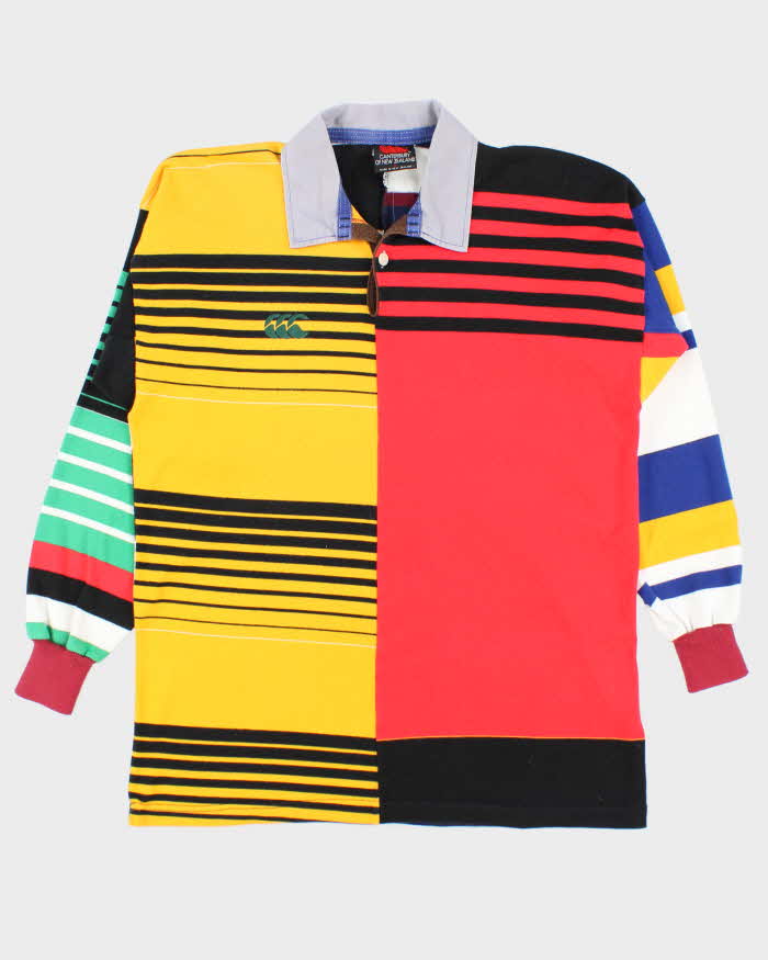 Vintage 1990s Canterbury Colour Block Long Sleeve Rugby Shirt - L