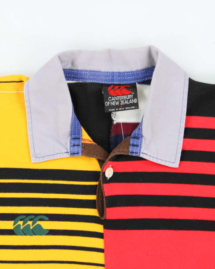 Vintage 1990s Canterbury Colour Block Long Sleeve Rugby Shirt - L