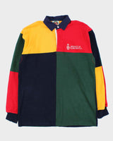 Vintage 1990s Barbarian University Of Toronto Colourblock Heavyweight Long Sleeve Rugby Shirt - XL