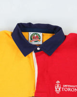 Vintage 1990s Barbarian University Of Toronto Colourblock Heavyweight Long Sleeve Rugby Shirt - XL