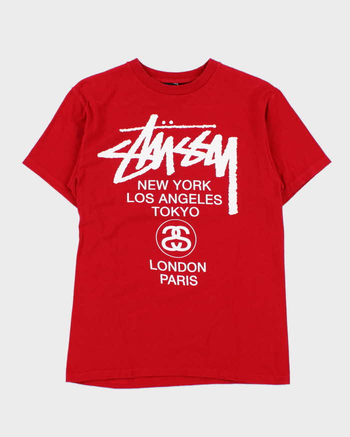 Vintage Stussy Big Cities Logo Crewneck T-Shirt - S