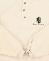 Vintage 1990s Crazy Shirts Palm Springs Ribbed Oversized Long Sleeve Henley T-Shirt - S