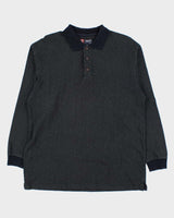 Vintage 1990s Chaps Ralph Lauren Patterned Long Sleeve Polo Shirt - L