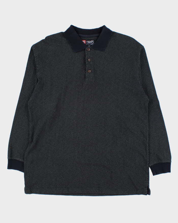 Vintage 1990s Chaps Ralph Lauren Patterned Long Sleeve Polo Shirt - L