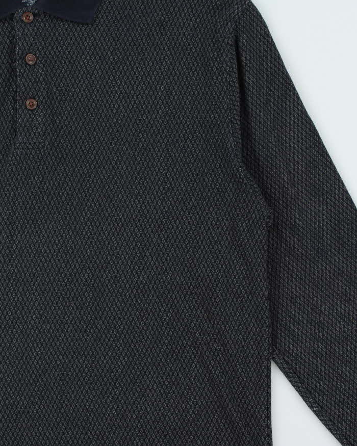 Vintage 1990s Chaps Ralph Lauren Patterned Long Sleeve Polo Shirt - L