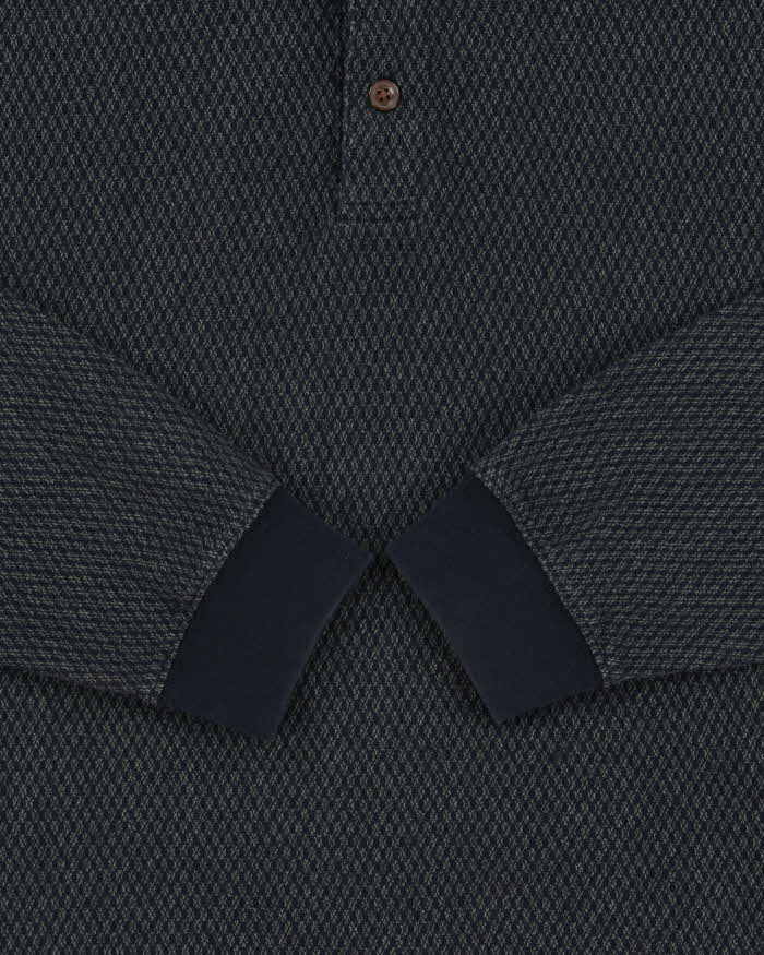 Vintage 1990s Chaps Ralph Lauren Patterned Long Sleeve Polo Shirt - L