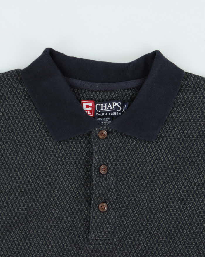 Vintage 1990s Chaps Ralph Lauren Patterned Long Sleeve Polo Shirt - L
