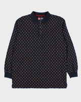 Vintage 1990s Chaps Ralph Lauren Patterned Long Sleeve Polo Shirt - L