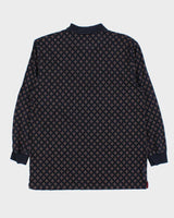 Vintage 1990s Chaps Ralph Lauren Patterned Long Sleeve Polo Shirt - L