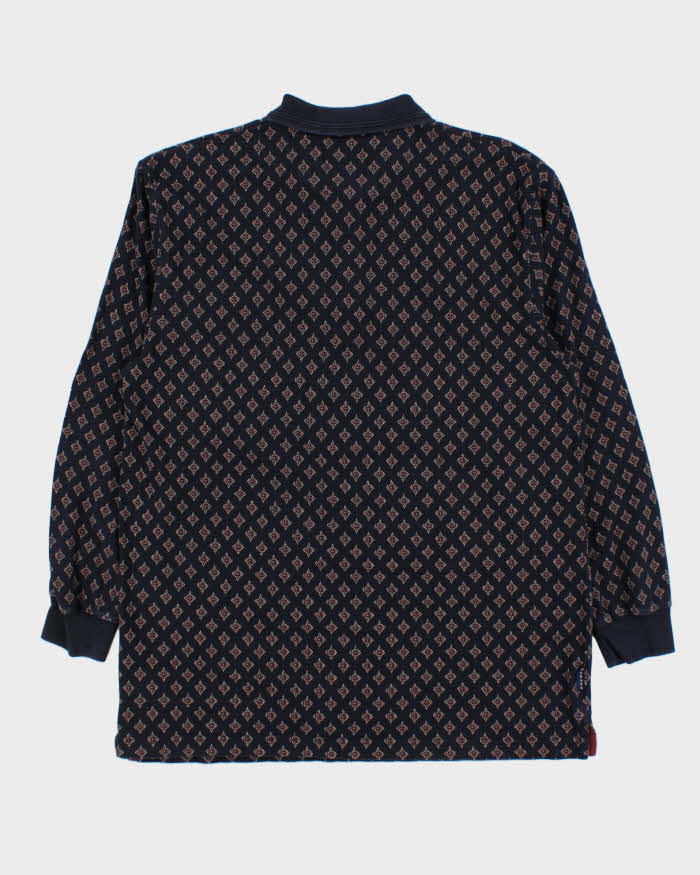 Vintage 1990s Chaps Ralph Lauren Patterned Long Sleeve Polo Shirt - L