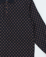 Vintage 1990s Chaps Ralph Lauren Patterned Long Sleeve Polo Shirt - L