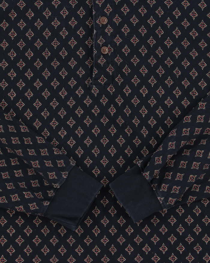 Vintage 1990s Chaps Ralph Lauren Patterned Long Sleeve Polo Shirt - L