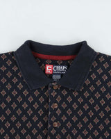 Vintage 1990s Chaps Ralph Lauren Patterned Long Sleeve Polo Shirt - L
