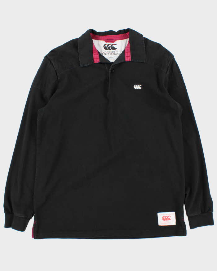 Vintage 00s Canterbury Black Long Sleeve Rugby Shirt - M