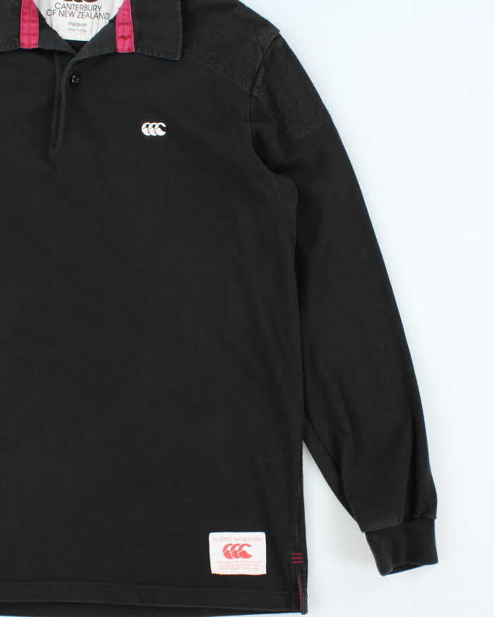 Vintage 00s Canterbury Black Long Sleeve Rugby Shirt - M