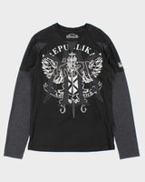 Vintage Y2k 00s Rebulika Cut &amp; Sew Long Sleeve T-shirt - S