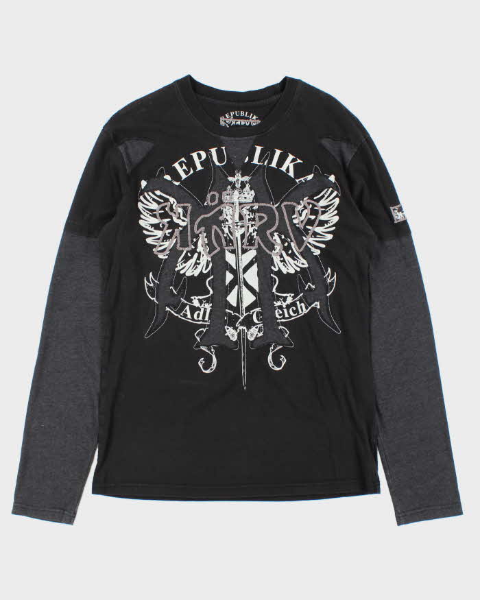 Vintage Y2k 00s Rebulika Cut &amp; Sew Long Sleeve T-shirt - S