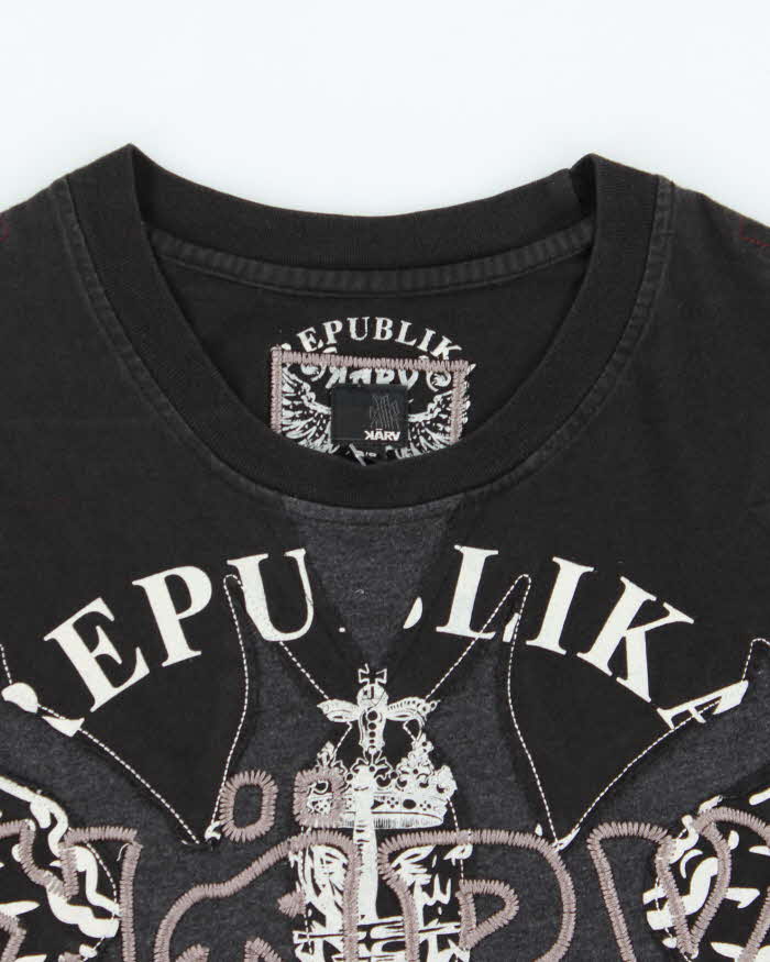 Vintage Y2k 00s Rebulika Cut &amp; Sew Long Sleeve T-shirt - S