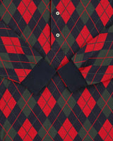 Vintage 1990s Polo Ralph Lauren Argyle Print Long Sleeve Polo Shirt - M