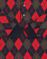 Vintage 1990s Polo Ralph Lauren Argyle Print Long Sleeve Polo Shirt - M