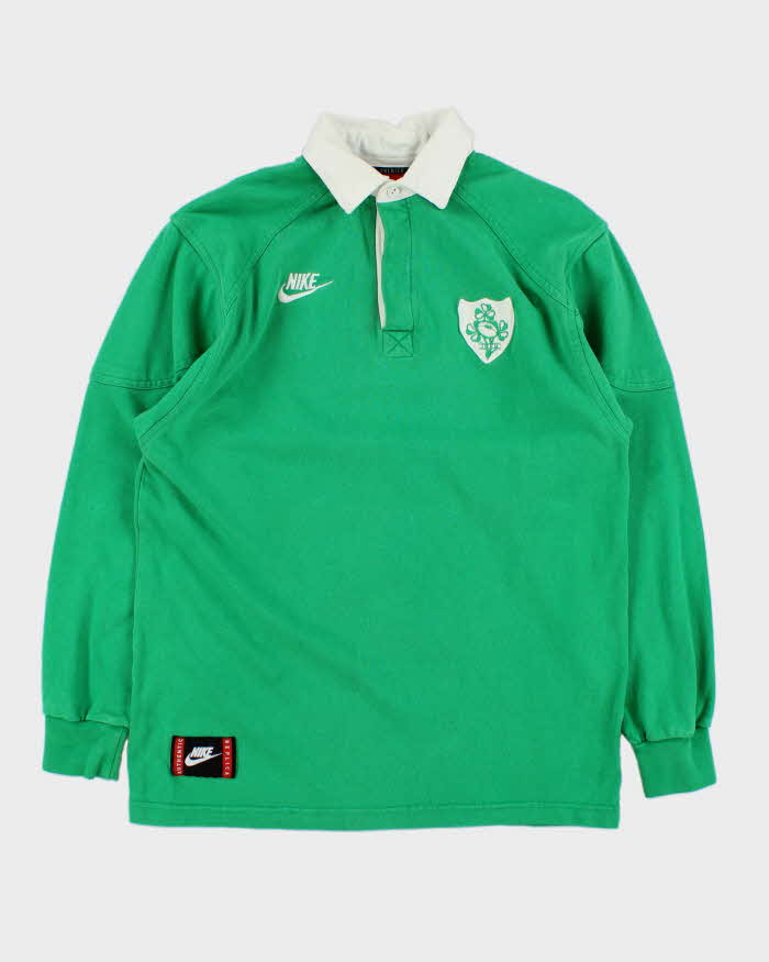 Vintage 1996 Nike Premier Ireland RFC Home Long Sleeve Rugby Shirt - S