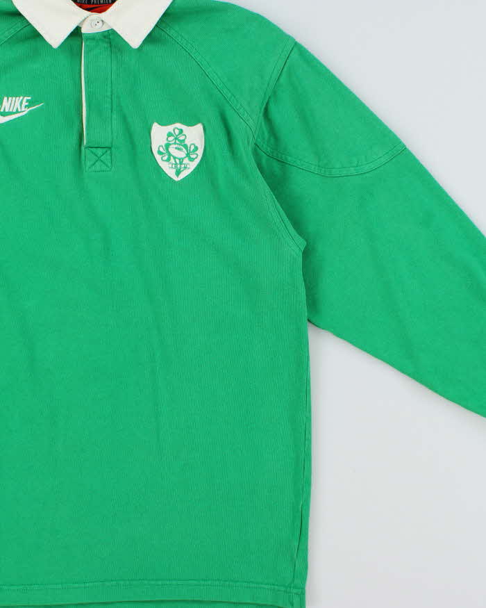 Vintage 1996 Nike Premier Ireland RFC Home Long Sleeve Rugby Shirt - S