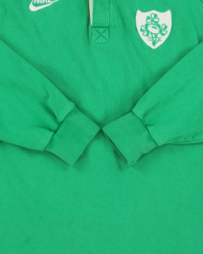 Vintage 1996 Nike Premier Ireland RFC Home Long Sleeve Rugby Shirt - S