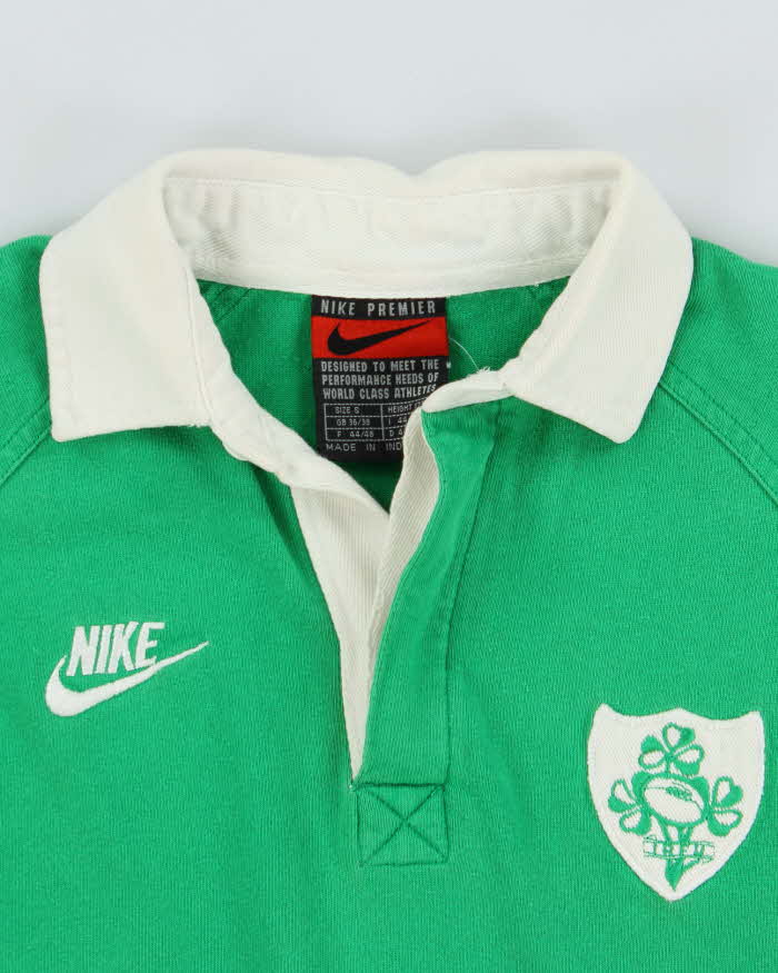 Vintage 1996 Nike Premier Ireland RFC Home Long Sleeve Rugby Shirt - S
