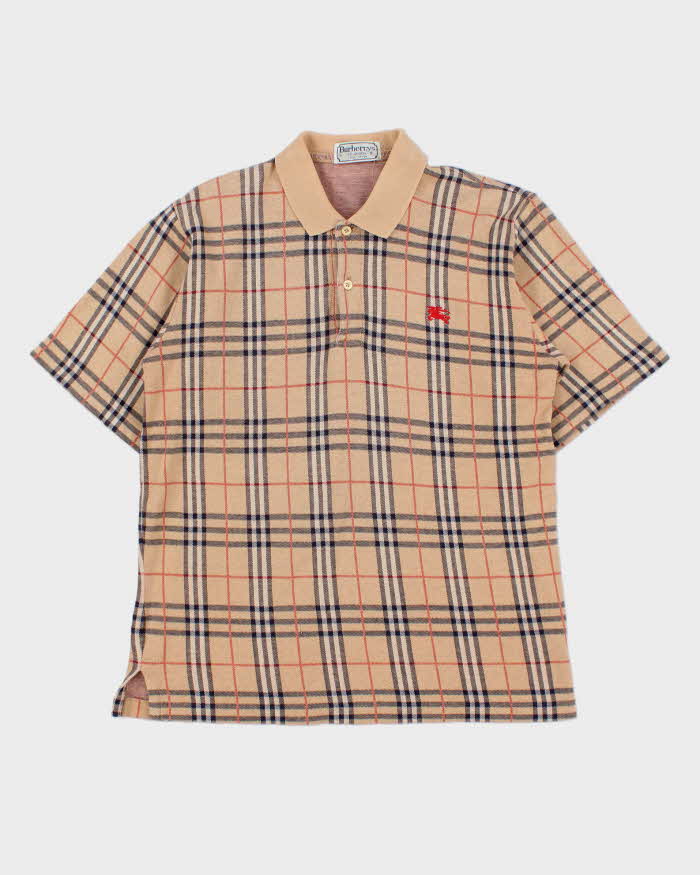 Vintage 1990s Burberry Novacheck Short Sleeve Polo Shirt - L
