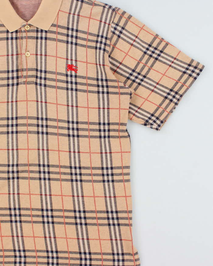 Vintage 1990s Burberry Novacheck Short Sleeve Polo Shirt - L
