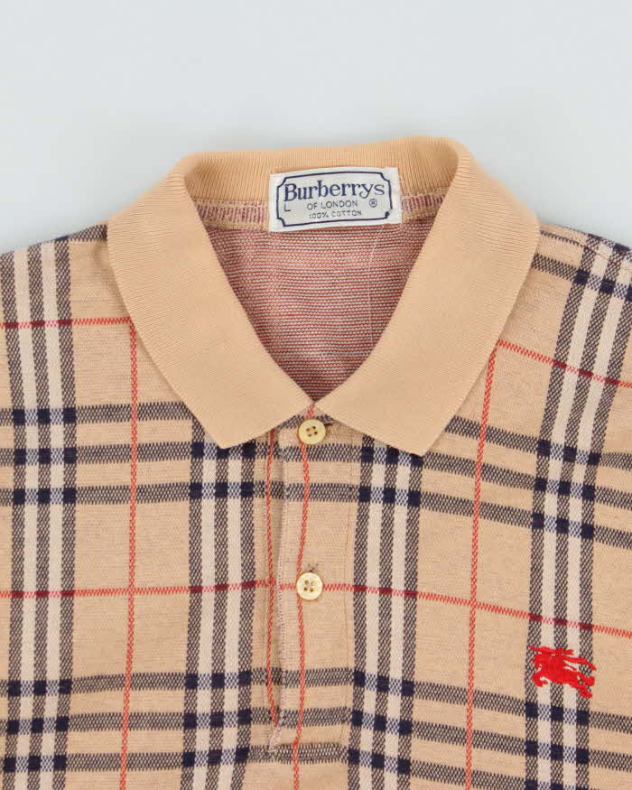 Vintage 1990s Burberry Novacheck Short Sleeve Polo Shirt - L