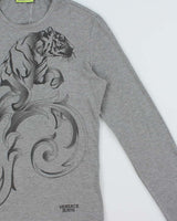 Vintage Y2K 00s Versace Jeans Tiger Print Long Sleeve T-Shirt - M