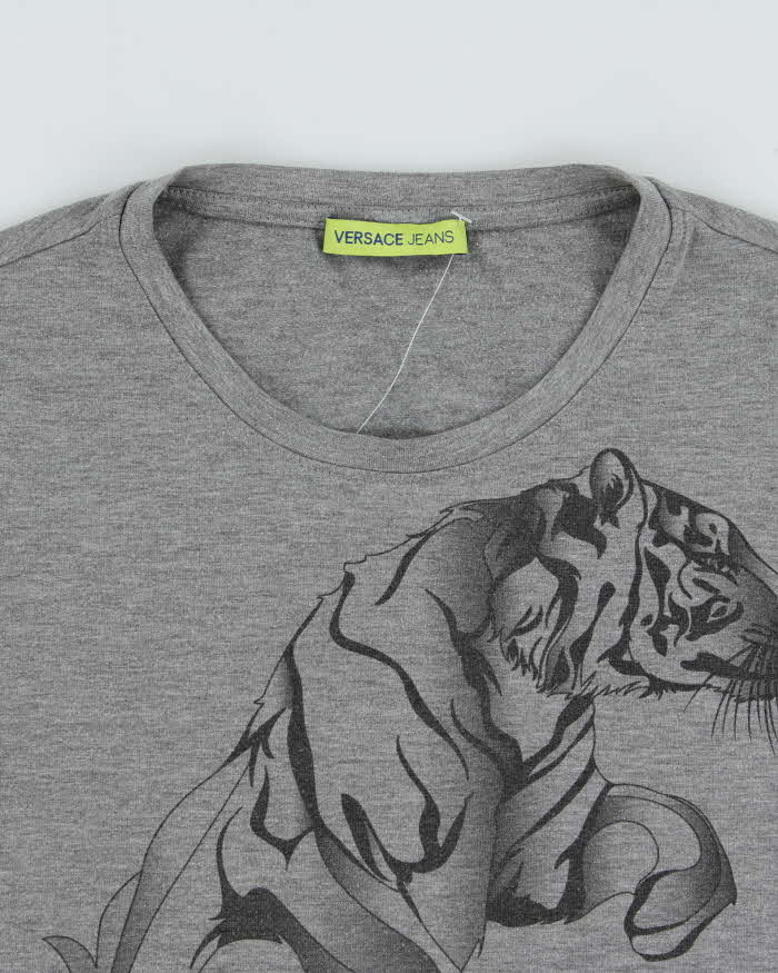Vintage Y2K 00s Versace Jeans Tiger Print Long Sleeve T-Shirt - M
