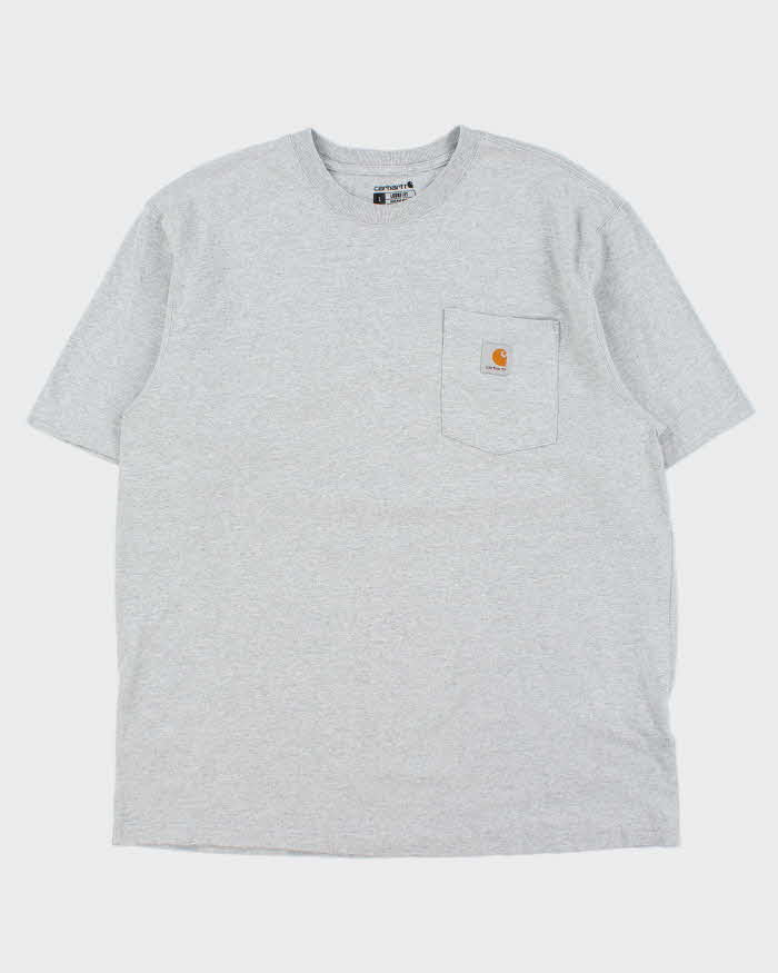 Vintage Carhartt Heavyweight Marl Grey Loose Fit Crewneck Pocket T-Shirt - L