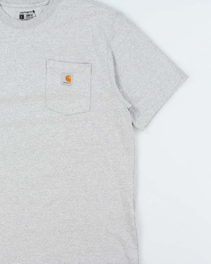 Vintage Carhartt Heavyweight Marl Grey Loose Fit Crewneck Pocket T-Shirt - L