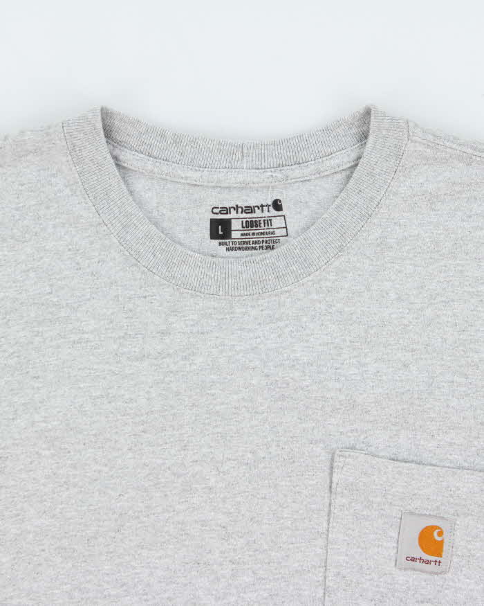 Vintage Carhartt Heavyweight Marl Grey Loose Fit Crewneck Pocket T-Shirt - L