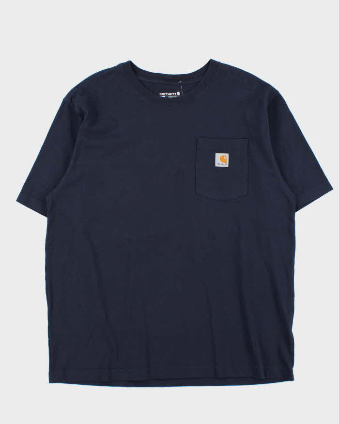 Vintage Carhartt Heavyweight Navy Loose Fit Crewneck Pocket T-Shirt - L