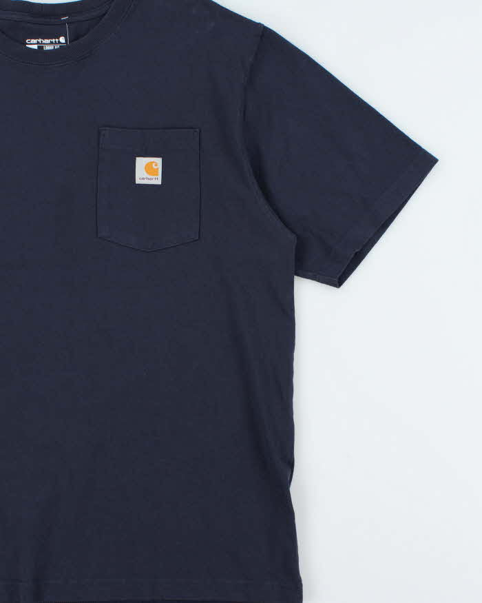 Vintage Carhartt Heavyweight Navy Loose Fit Crewneck Pocket T-Shirt - L