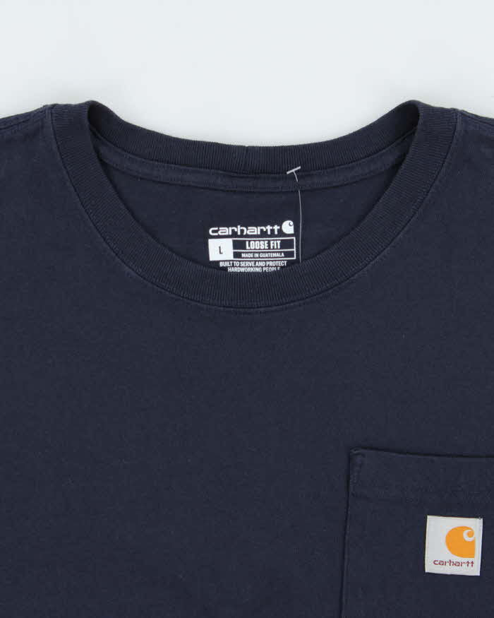 Vintage Carhartt Heavyweight Navy Loose Fit Crewneck Pocket T-Shirt - L