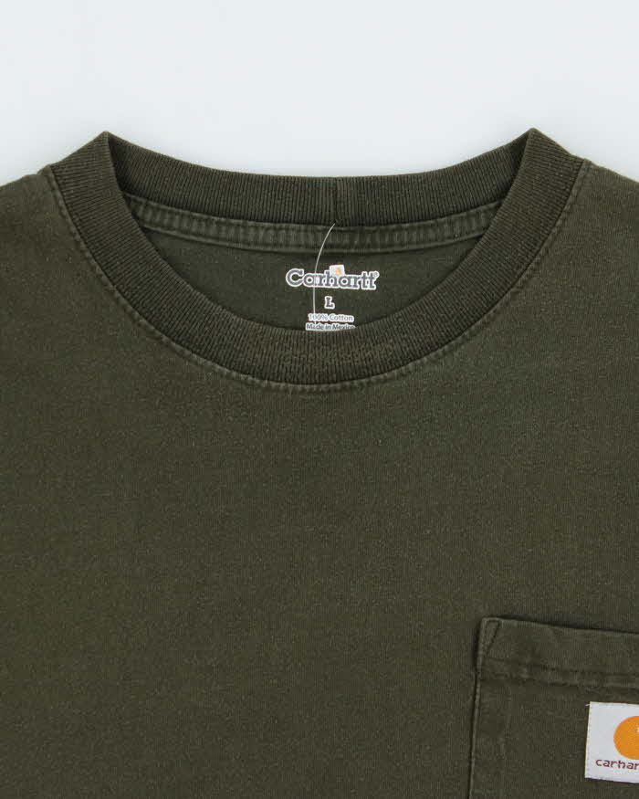 Vintage Carhartt Khaki Heavyweight Crewneck Pocket T-Shirt - L