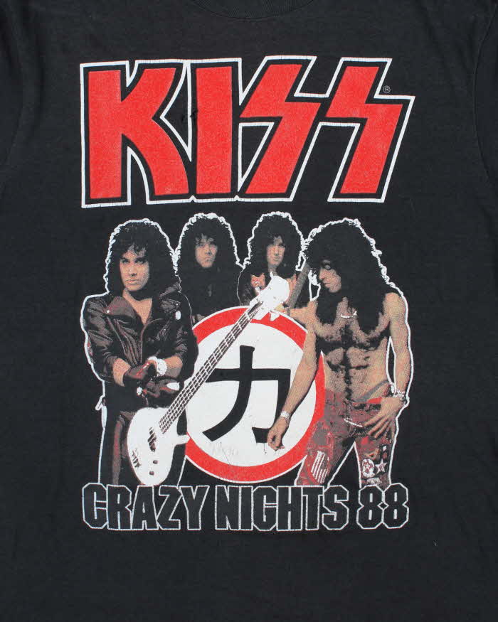 Vintage 1988 KISS 'Crazy Nights' Screen Stars Single Stitch Crewneck T-Shirt - L