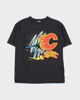 Vintage 1989 Calgary Flames NHL Single Stitch Crewneck T-Shirt - M