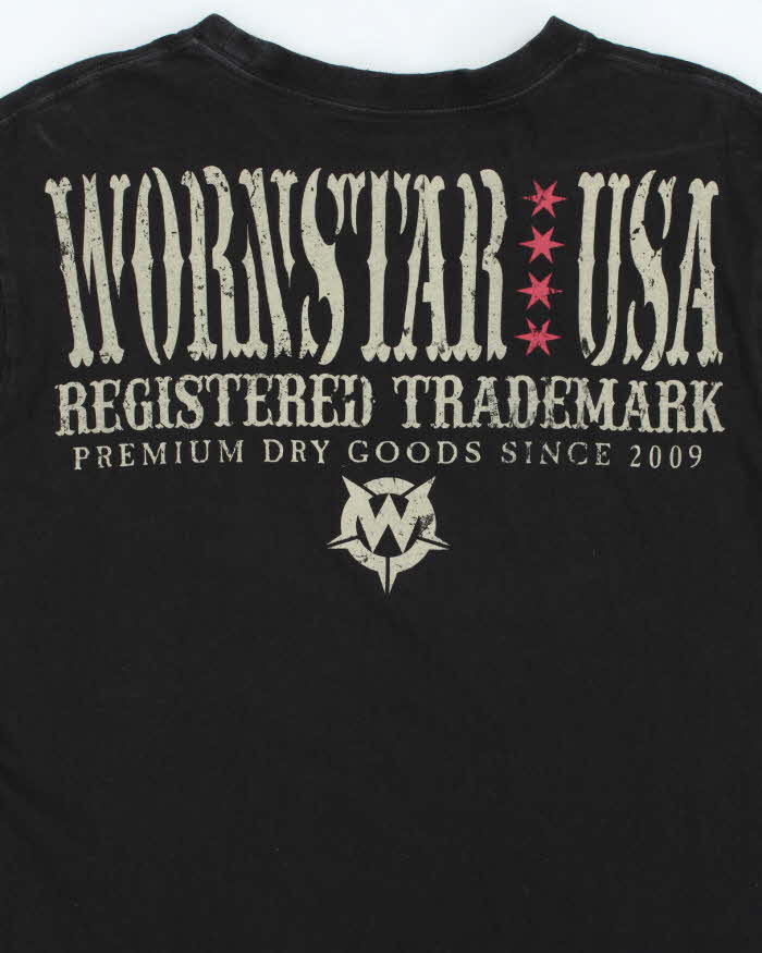 Vintage Y2K 00s Wornstar USA Crewneck Biker T-Shirt - L